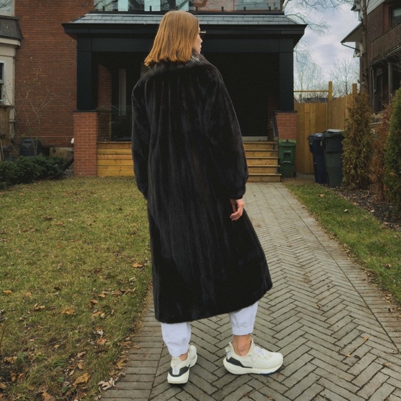 Dior Authentic Vintage Full Length Black Mink Coat with Fox Collar M/L - Picture 3 of 9